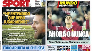 Portadas de los diarios Sport y Mundo Deportivo del d&iacute;a 7 de diciembre de 2017.