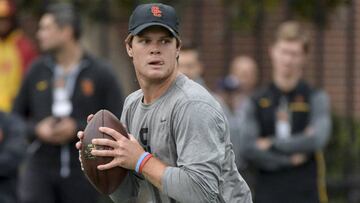 USC's Sam Darnold at Pro Day at USC Wednesday. ( Photo by David Crane, Los Angeles Daily News/SCNG)
