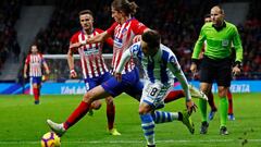 Soccer Football - La Liga Santander - Atletico Madrid v Real Sociedad - Wanda Metropolitano, Madrid, Spain - October 27, 2018  Atletico Madrid&#039;s Filipe Luis scores their second goal             REUTERS/Juan Medina