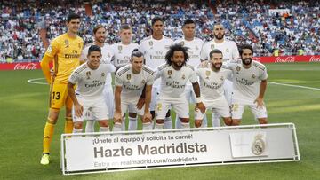 Alineación del Madrid contra el Valladolid.