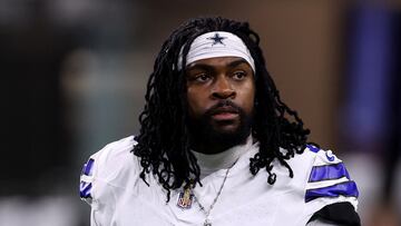 ARLINGTON, TEXAS - NOVEMBER 18: Trevon Diggs #7 of the Dallas Cowboys looks on prior to the game against the Houston Texans at AT&T Stadium on November 18, 2024 in Arlington, Texas. Sam Hodde/Getty Images/AFP (Photo by Sam Hodde / GETTY IMAGES NORTH AMERICA / Getty Images via AFP)