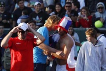 Tenis, Chile v Colombia, Copa Davis 2016.
         , durante el partido de dobles entre Chile ante Colombia por la segunda ronda del Grupo I Americano de Copa Davis.
Iquique, Chile
17/07/2016.
Alex DÃ­az DÃ­az/Photosport