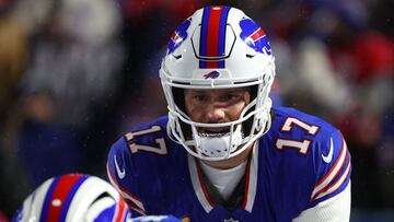 ORCHARD PARK, NEW YORK - JANUARY 19: Josh Allen #17 of the Buffalo Bills warms up prior to the game against the Baltimore Ravens in the AFC Divisional Playoff at Highmark Stadium on January 19, 2025 in Orchard Park, New York. Timothy T Ludwig/Getty Images/AFP (Photo by Timothy T Ludwig / GETTY IMAGES NORTH AMERICA / Getty Images via AFP)