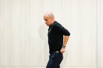 Guardiola, en la sala de prensa del Bernabéu.