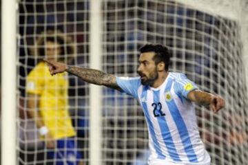 Buenos Aires 13 Noviembre 2015
Argentina vs Brasil por la 3ra  fecha de las eliminatorias Rusia 2018, en el Estadio Antonio Vespucio Liberti
Festejos de Ezequiel Lavezzi