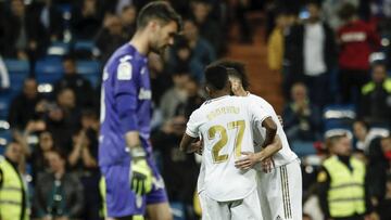 Karim Benzema (Real Madrid) celebrates his goal which made it (4,0) La Liga match between Real Madrid vs CD Leganes at the Santiago Bernabeu stadium in Madrid, Spain, October 30, 2019 .
