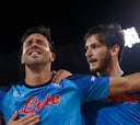 ¡Es figura del Nápoles y en plena entrevista celebró el gol del Atlético!