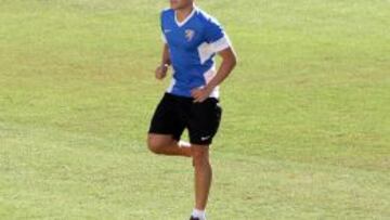 Portillo, en un entrenamiento con el Málaga.