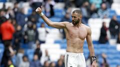 06/04/19 PARTIDO PRIMERA DIVISION 
 REAL MADRID - EIBAR 
 ALEGRIA FIN DE PARTIDO BENZEMA