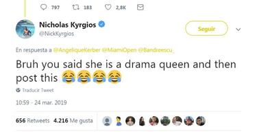 Kerber llama "reina del drama" a Andreescu, luego lo intenta arreglar y Kyrgios se lo afea