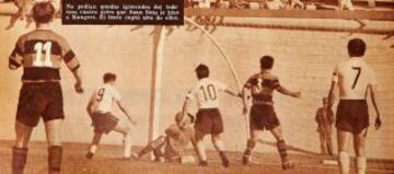 La tarde del 27-10-1957, Juan Soto marcó cuatro goles en el 5-1 sobre Rangers. Acá una de las conquistas.