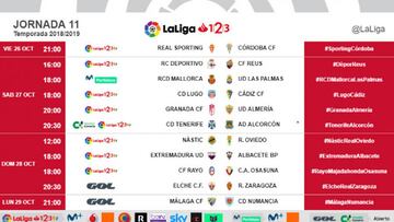 Ya hay horarios para la jornada 11 de Segunda División