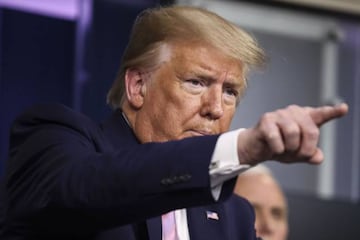 President Donald Trump speaks during the daily briefing on the novel coronavirus and COVID-19, in the Brady Press Briefing Room of the White House, Washington, DC, USA, 01 April 2020.