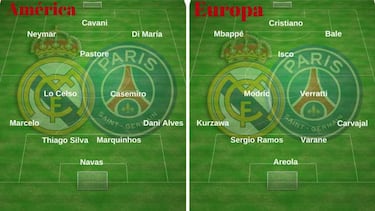 Europa contra América: el once de jugadores de Madrid y PSG