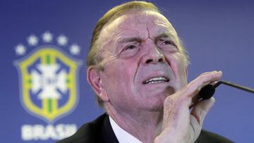 New president of the Brazilian Football Confederation (CBF) Jose Maria Marin listens to a question during a news conference in Rio de Janeiro March 12, 2012. Marin, 79, a former politician who is little known outside the closed world of the CBF, succeeds 