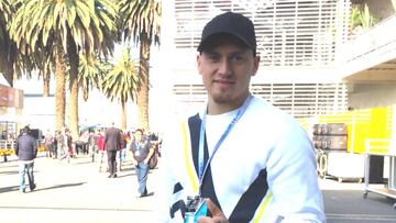 El atacante chileno apareció en el segundo día de actividades del Gran Premio de México de la Formula 1 un día después de la goleada y expulsión sufrida con Pumas.