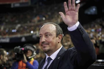 Rafa Ben&iacute;tez, momentos antes de comenzar el partido que enfrent&oacute; al Valencia y al Real Madrid en Mestalla