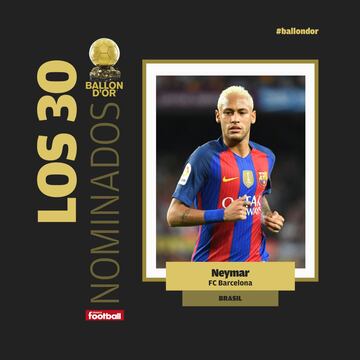 La lista de los 30 jugadores nominados al Balón de Oro