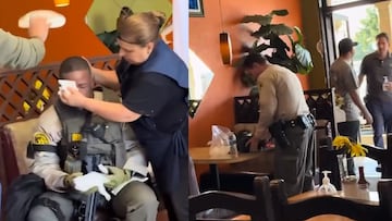 Trabajadores de un restaurante salvadoreño atienden a policías de Los Ángeles