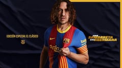 Puyol presenta la camiseta que lucirá el Barça en el Clásico