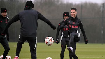Antony, en su último entrenamiento con el United.