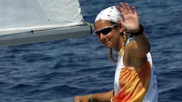 La regatista griega Sofia Bekatorou, durante una regata en los Juegos Olímpicos de Atenas 2004.