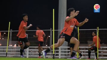 El equipo juvenil colombiano realizó su preparación física antes del enfrentamiento de 16avos ante la selección europea, programado para este viernes a las 8:30 a.m.