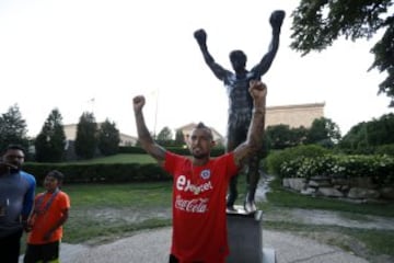 Los seleccionados visitaron la estatua de Rocky Balboa en Filadelfia.