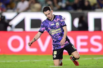   Alvaro Fidalgo of America during the 11th round match between Leon and America as part of the Liga BBVA MX, Torneo Apertura 2024 at Nou Camp  Stadium on October 05, 2024 in Leon, Guanajuato, Mexico.