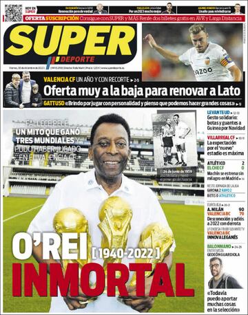 Tributes to Pelé on the front pages of the world