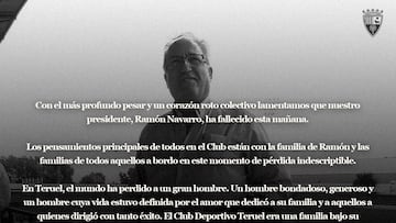 Muere Ram¨®n Navarro, presidente del Club Deportivo Teruel