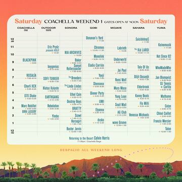 Horarios y line up de Coachella 2023 del 15 de abril