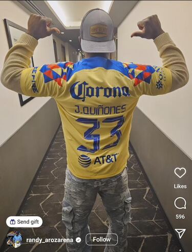 Randy Arozarena muestra su apoyo al América
