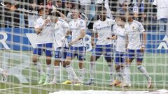 La celebración del primer gol del Real Zaragoza.