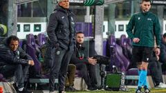 BRUSSELS, BELGIUM - MARCH 9: Head Coach Quique Setien of Villarreal CF during the Round of 16 Leg One - UEFA Europa Conference League match between RSC Anderlecht and Villarreal CF at the Anderlecht Stadium on March 9, 2023 in Brussels, Belgium (Photo by Joris Verwijst/BSR Agency/Getty Images)