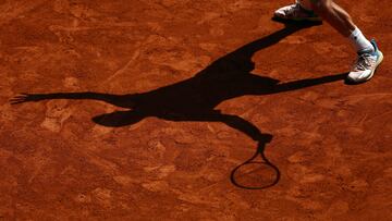 Tennis - French Open - Roland Garros, Paris, France - May 29, 2023 General view of the shadow of Britain's Cameron Norrie during his first round match against France's Benoit Paire REUTERS/Kai Pfaffenbach