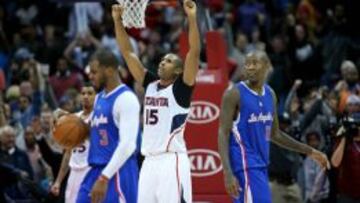 Al Horford celebra el triunfo de sus Hawks ante los Clippers.