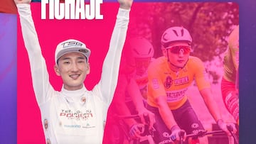 Cartel con el que el equipo Burgos-BH ha anunciado el fichaje del ciclista de Mongolia Jambaljants Sainbayar.