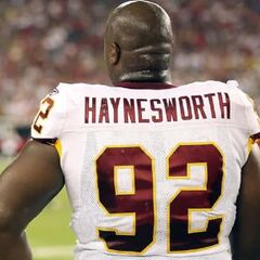 Former Washington DT Albert Haynesworth defends former Commanders owner Dan Snyder. How?