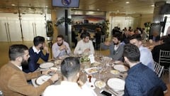 The Real Madrid squad tuck into their Christmas dinner