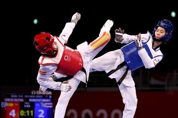 Adriana Cerezo, en la final de su peso en taekwondo.