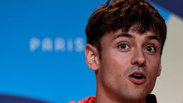 Britain's diver Tom Daley attends the World Aquatics Olympic press conference ahead of the Paris 2024 Olympic Games in Paris, on July 25, 2024. (Photo by STEPHANE DE SAKUTIN / AFP)