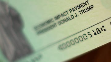 WASHINGTON, DC - APRIL 29: U.S. President Donald Trump's name appears on the coronavirus economic assistance checks that were sent to citizens across the country April 29, 2020 in Washington, DC. The initial 88 million payments totaling nearly $158 b