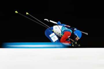 Martin Fourcade durante los 12,5 km de biatlón. 
