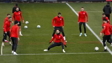El Atlético, en el entrenamiento.