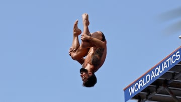 High Diving - World Aquatics Championships - Men 27m - Finals - Sentosa Island, Singapore - July 27, 2025 Spain's Carlos Gimeno in action REUTERS/Tingshu Wang