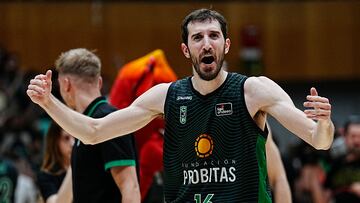 Guillem Vives, base del Joventut, celebra una victoria en cuartos de la Liga Endesa ante el Lenovo Tenerife.