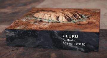 Situado en el corazón de Australia, este curioso montículo de 863 metros de altitud se caracteriza por su forma erosionada, su aislamiento y su color rojizo. El eslabón perdido entre Montserrat y uno de esos célebres pináculos de Monument Valley en Estados Unidos.