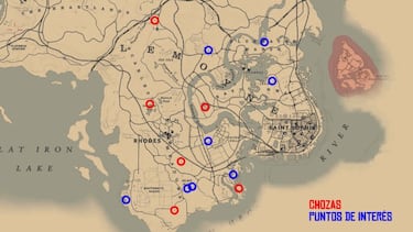 Todas las chozas y puntos de interés de Red Dead Redemption 2