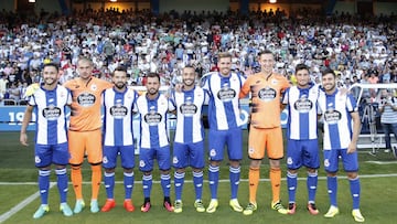 Los fichajes del Deportivo de la Coruña, durante su presentación.